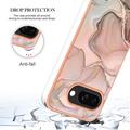 Google Pixel 9a Marble Pattern Electroplated IMD TPU-deksel - Rosa