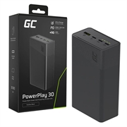 Green Cell PowerPlay 30 hurtigladende powerbank 30000mAh - svart