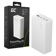 Green Cell PowerPlay 30 hurtigladende powerbank 30000mAh - hvit