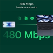 Green Cell USB-C til USB-A OTG-adapter - 480Mbps, 2.4A, 12W - Sølv