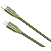 GreyLime 18W Flettet USB-C / Lightning Kabel - MFi-Sertifisert - 1m - Grön