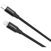 GreyLime 18W Flettet USB-C / Lightning Kabel - MFi-Sertifisert - 2m - Svart
