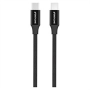GreyLime Flettet USB-C / USB-C Kabel - 1m - Svart