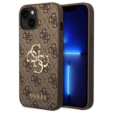 iPhone 15 Guess 4G Big Metal Logo Hybrid-deksel - Brun