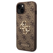 iPhone 15 Guess 4G Big Metal Logo Hybrid-deksel - Brun