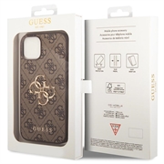 iPhone 15 Guess 4G Big Metal Logo Hybrid-deksel - Brun