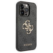 iPhone 15 Pro Guess 4G Big Metal Logo Hybrid-deksel - Grå