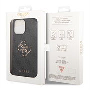 iPhone 15 Pro Guess 4G Big Metal Logo Hybrid-deksel - Grå