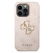 iPhone 15 Pro Guess 4G Big Metal Logo Hybrid-deksel - Rosa