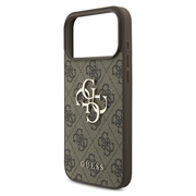 iPhone 18 Pro Guess 4G Big Metal Logo Hybrid-deksel - Brun