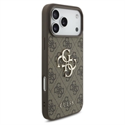 iPhone 18 Pro Guess 4G Big Metal Logo Hybrid-deksel - Brun
