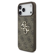 iPhone 18 Pro Guess 4G Big Metal Logo Hybrid-deksel - Brun