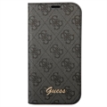 Guess 4G Metal Gold Logo iPhone 14 Pro Max Flip-deksel - Svart