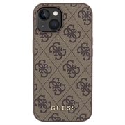 iPhone 15 Guess 4G Metal Gold Logo Hybrid-deksel - Brun