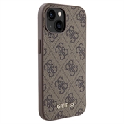 iPhone 15 Guess 4G Metal Gold Logo Hybrid-deksel - Brun