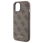 iPhone 15 Guess 4G Metal Gold Logo Hybrid-deksel - Brun