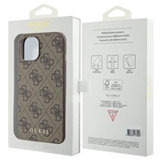 iPhone 15 Guess 4G Metal Gold Logo Hybrid-deksel - Brun