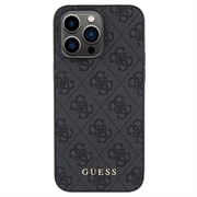 iPhone 15 Pro Guess 4G Metal Gold Logo Hybrid-deksel - Grå