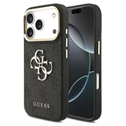 iPhone 18 Pro Guess 4G Metal Logo Gold Frame-deksel - svart