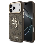 iPhone 18 Pro Max Guess 4G Metal Logo Gold Frame-deksel - brun