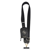 Guess 4G Metal Logo Universell crossbody-telefonstropp med tilbehørslomme - Svart