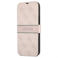 Guess 4G Printed Stripe iPhone 13 Pro Flip-deksel - Rosa