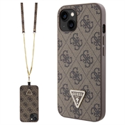 iPhone 15 Guess 4G Strass Triangle Metal Deksel med Crossbody-stropp