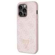 iPhone 15 Pro Max Guess 4G Strass Triangle Metal Deksel med Crossbody-stropp - Rosa