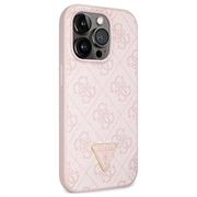 iPhone 15 Pro Max Guess 4G Strass Triangle Metal Deksel med Crossbody-stropp - Rosa