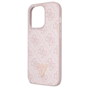 iPhone 15 Pro Max Guess 4G Strass Triangle Metal Deksel med Crossbody-stropp - Rosa
