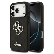 iPhone 18 Pro Max Guess Fixed Glitter 4G Metal Logo Deksel - Svart