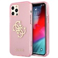 Guess Glitter 4G Big Logo iPhone 12/12 Pro Hybrid-deksel - Rosa