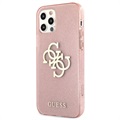 Guess Glitter 4G Big Logo iPhone 12 Pro Max Hybrid-deksel - Rosa
