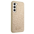 Guess Glitter Flakes Metal Logo Samsung Galaxy S23 5G Hybrid-deksel - Gull