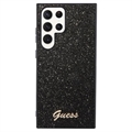 Guess Glitter Flakes Metal Logo Samsung Galaxy S23 Ultra 5G Hybrid-deksel - Svart