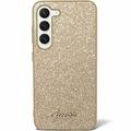 Samsung Galaxy S24+ Guess Glitter Flakes Metal Logo Hybrid-deksel - Gull