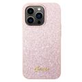 Guess Glitter Flakes Metal Logo iPhone 14 Pro Hybrid-deksel - Rosa