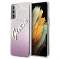 Guess Glitter Gradient Script Samsung Galaxy S21+ 5G Deksel - Rosa