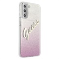 Guess Glitter Gradient Script Samsung Galaxy S21+ 5G Deksel - Rosa