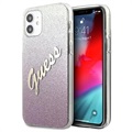 Guess Glitter Gradient Script iPhone 12 Mini Deksel - Rosa