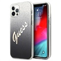 Guess Glitter Gradient Script iPhone 12 Pro Max Deksel - Svart