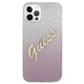 Guess Glitter Gradient Script iPhone 12 Pro Max Deksel - Rosa