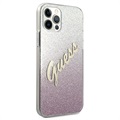 Guess Glitter Gradient Script iPhone 12/12 Pro Deksel - Pink