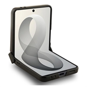 Samsung Galaxy Z Flip8 Guess Magnetic Ring Stand Grained Classic Logo-deksel - MagSafe-kompatibelt - beige