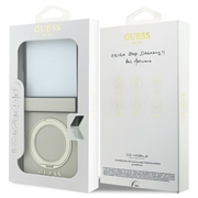 Samsung Galaxy Z Flip8 Guess Magnetic Ring Stand Grained Classic Logo-deksel - MagSafe-kompatibelt - beige