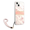 Guess Marble Collection iPhone 13 Mini Deksel med Håndstropp - Rosa