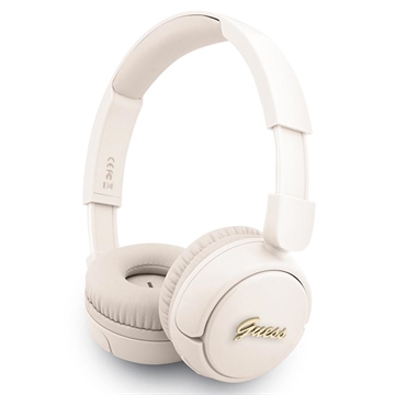 Guess Metall Logo Script Bluetooth 5.3 On-Ear hodetelefoner - Beige