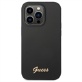 Guess Metal Logo iPhone 14 Pro Silikondeksel - Svart