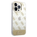 Guess Peony Glitter Script Logo iPhone 14 Pro Hybrid-deksel - Gull