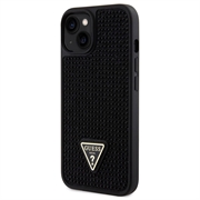 iPhone 15 Guess Rhinestones Triangle Metal Logo Deksel - Svart